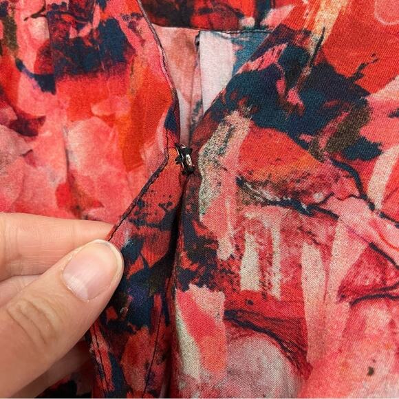 Soft Surroundings Red Blue Abstract Floral Print Boho Blouse Womens Xs Fall Top - Picture 4 of 8
